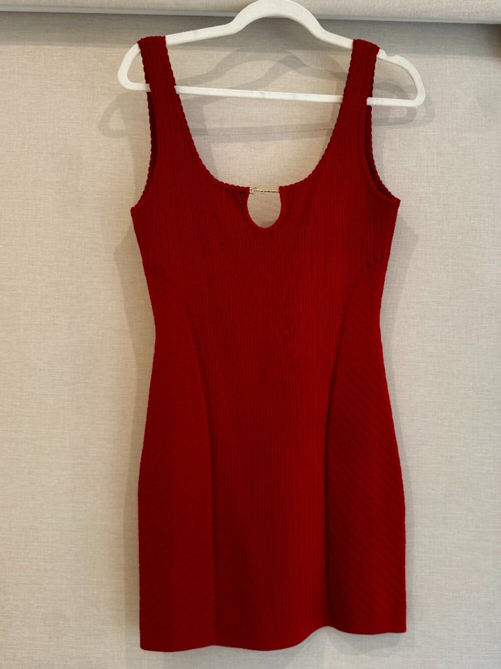 Jacquemus Dark Red Ribbed Knit Mini Dress Size 42 NWT Saks Fifth Avenue